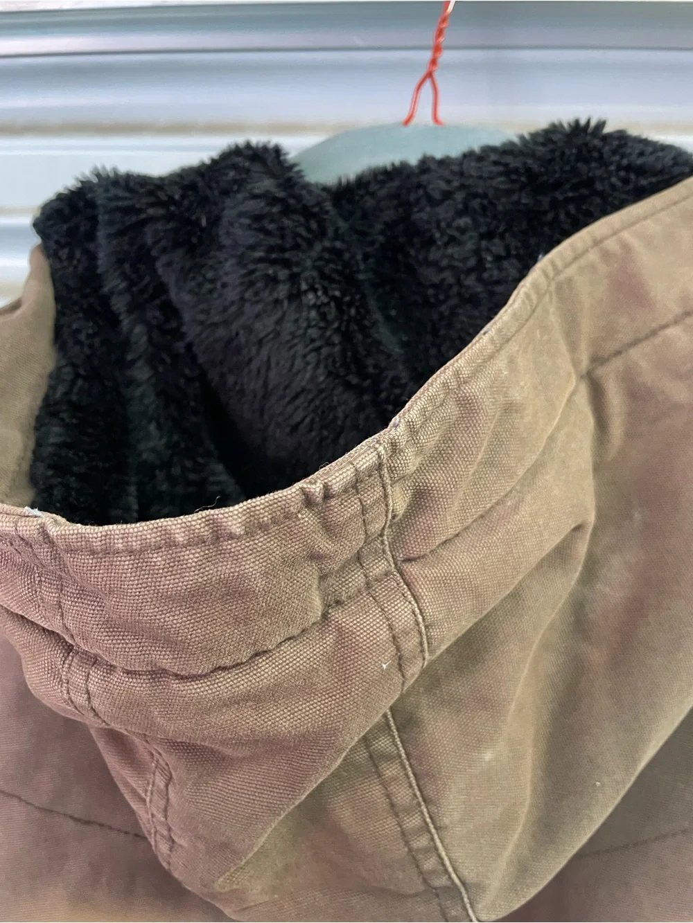 Vintage Gotcha Girl Brown Canvas Hooded Bomber Jacket Sherpa Lined Size L